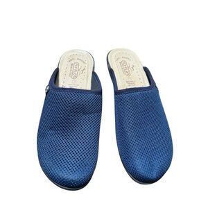 Fly Flot Made in Italy Womens 40/9 Blue Mesh Clogs Mules Anatomic Anti Shock